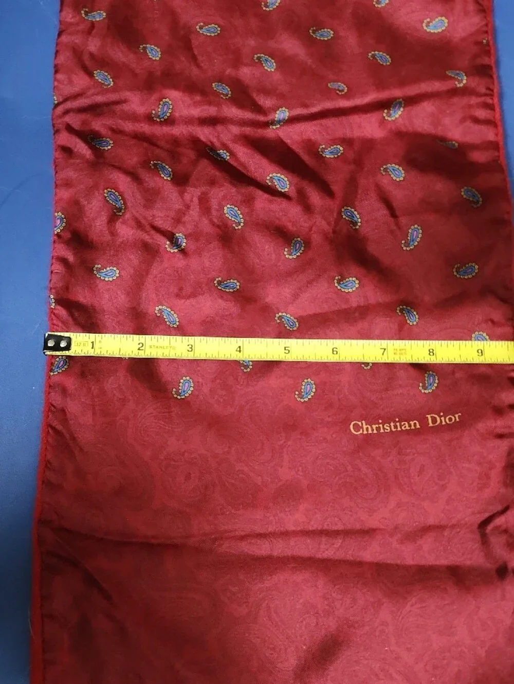 Vintage Christian Dior Authenticated Red Paisley Silk & Wool Scarf